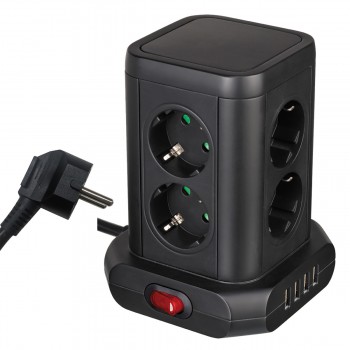 ΠΟΛΥΠΡΙΖΟ ΠΥΡΓΟΣ PowerCube 8 ΘΕΣΕΩΝ ΜΕ 4 ΘΥΡΕΣ USB 5V 4.8A max & ΚΑΛΩΔΙΟ 1.4m - KONEKTO