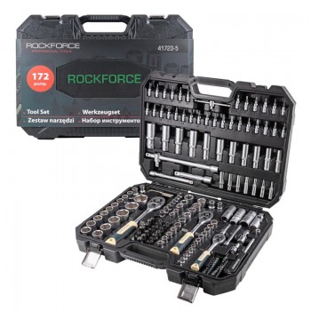 ΣΕΤ ΚΑΣΤΑΝΙΑ ΜΕ ΚΑΡΥΔΑΚΙΑ 172 ΤΕΜΑΧΙΩΝ ROCKFORCE 1/4'', 3/8'', 1/2''
