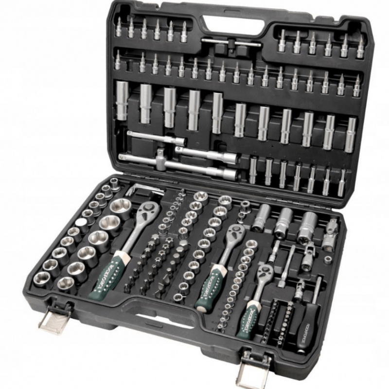 ΣΕΤ ΚΑΣΤΑΝΙΑ ΜΕ ΚΑΡΥΔΑΚΙΑ 172 ΤΕΜΑΧΙΩΝ ROCKFORCE 1/4'', 3/8'', 1/2''