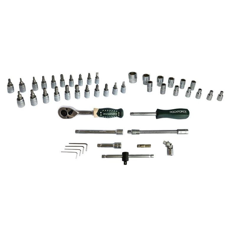 ΣΕΤ ΚΑΣΤΑΝΙΑ ΜΕ ΚΑΡΥΔΑΚΙΑ 1/4'' 46 ΤΕΜ. - ΕΞΑΓΩΝΑ ROCKFORCE