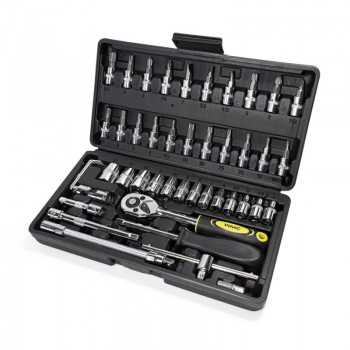 ΣΕΤ ΚΑΣΤΑΝΙΑ ΜΕ ΚΑΡΥΔΑΚΙΑ  46 ΤΕΜ. 1/4' ΕΞΑΓΩΝΑ WMC TOOLS