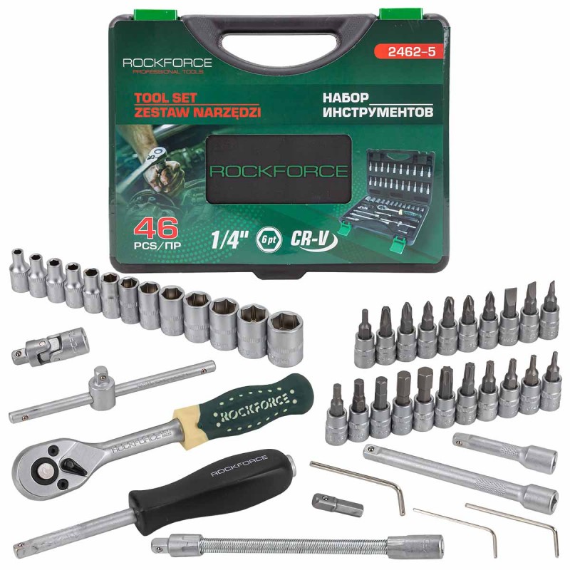 ΣΕΤ ΚΑΣΤΑΝΙΑ ΜΕ ΚΑΡΥΔΑΚΙΑ 1/4″, 46 ΤΕΜΑΧΙΑ – ROCKFORCE