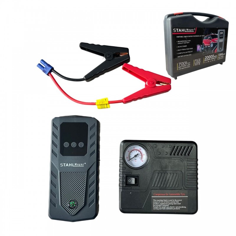 JUMP STARTER 20000mAh – ΕΚΚΙΝΗΤΗΣ ΑΥΤΟΚΙΝΗΤΟΥ ΜΕ ΚΟΜΠΡΕΣΕΡ - STAHLMAYER