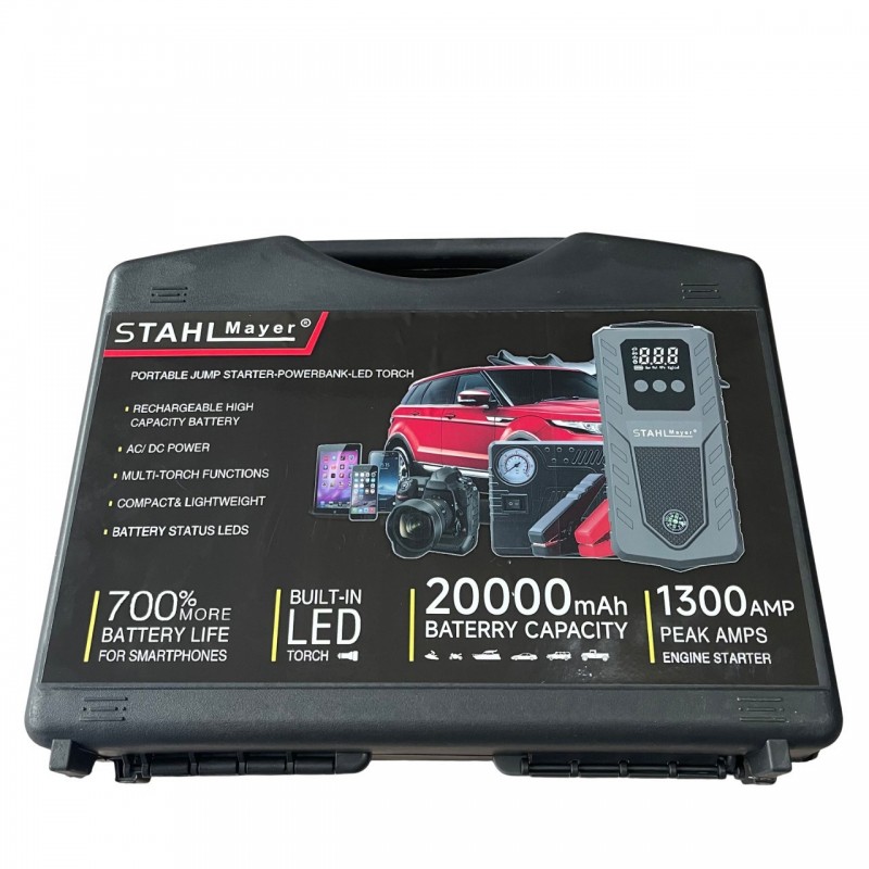 JUMP STARTER 20000mAh – ΕΚΚΙΝΗΤΗΣ ΑΥΤΟΚΙΝΗΤΟΥ ΜΕ ΚΟΜΠΡΕΣΕΡ - STAHLMAYER