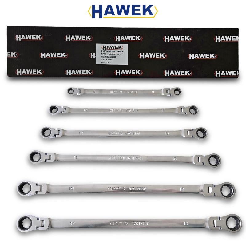 ΠΟΛΥΓΩΝΑ ΚΑΣΤΑΝΙΑΣ EXTRA MΑΚΡΟΣ 6 ΤΕΜΑΧΙΑ 8-19MM - HAWEK