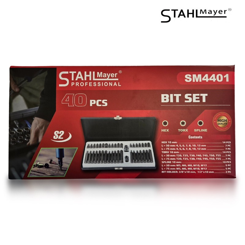ΣΕΤ ΚΑΡΥΔΑΚΙΑ-ΜΥΤΕΣ Hex, XZN και Torx, 1/2", 3/8", 40 ΤΕΜΑΧΙΑ - STAHLMAYER