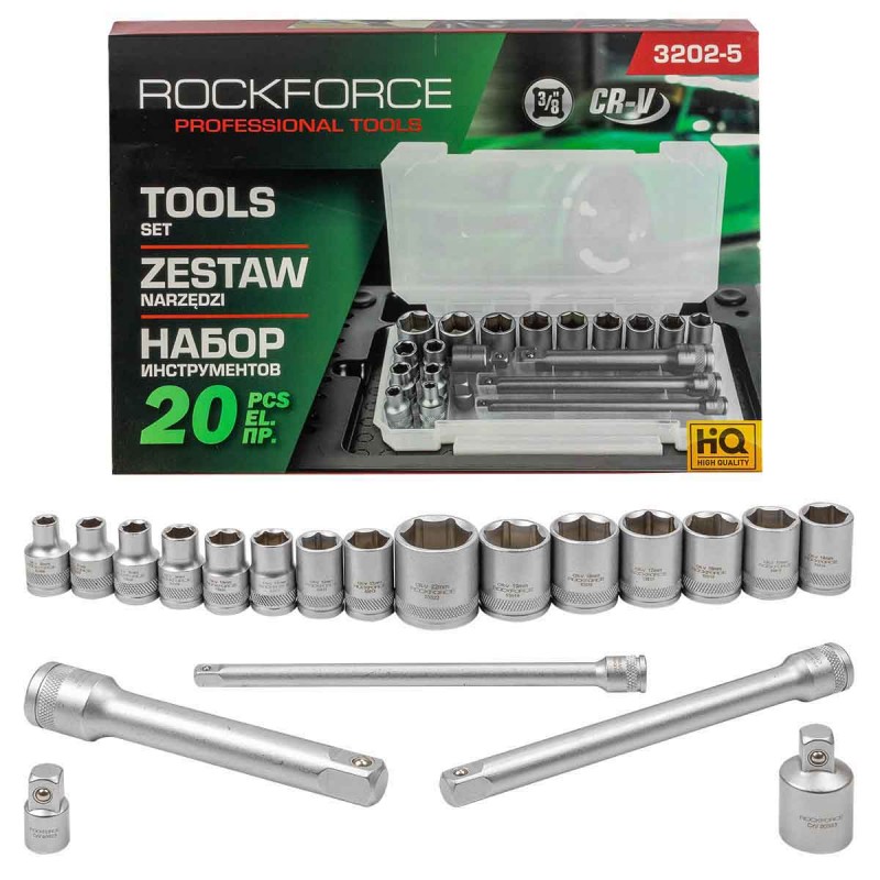 ΣΕΤ ΚΑΡΥΔΑΚΙΑ 20 ΤΕΜΑΧΙΩΝ  3/8" (6-22mm) - ROCKFORCE